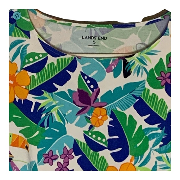 Lands' End Ladies Swim Cover-Up Size XL Dress Summer Tropical Beach Floral - Picture 3 of 13